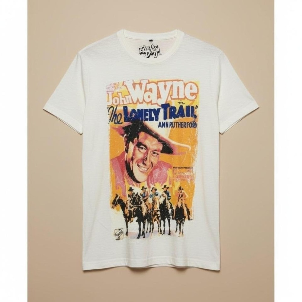 John Wayne Lonely Trail Movie Tee Radio Days M NWOT